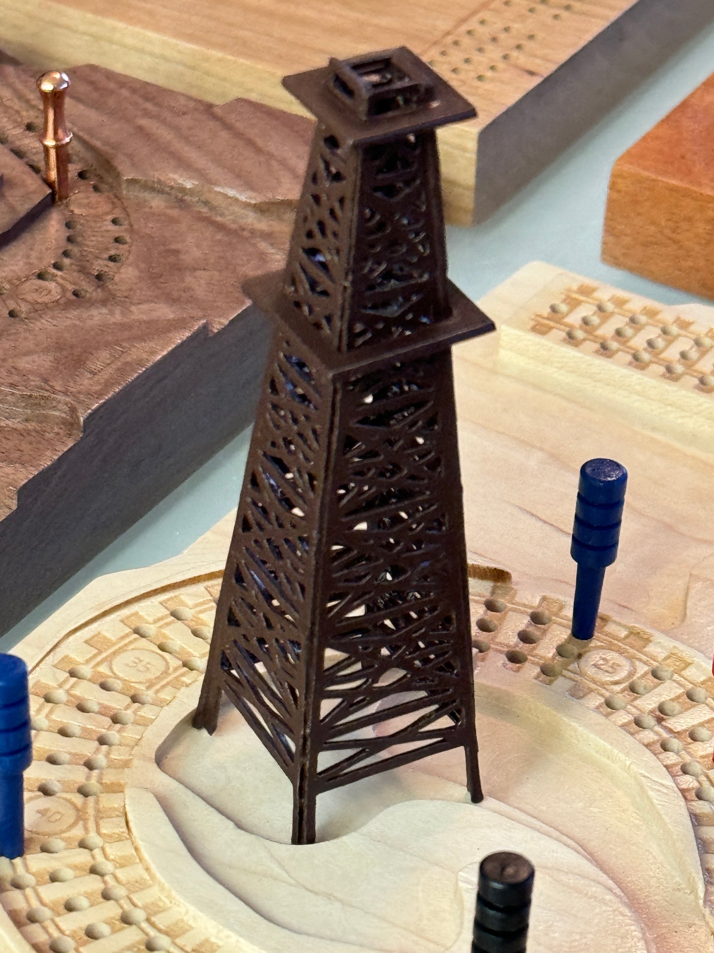 Add an Oil Derrick to a Railroad Cribbage Board