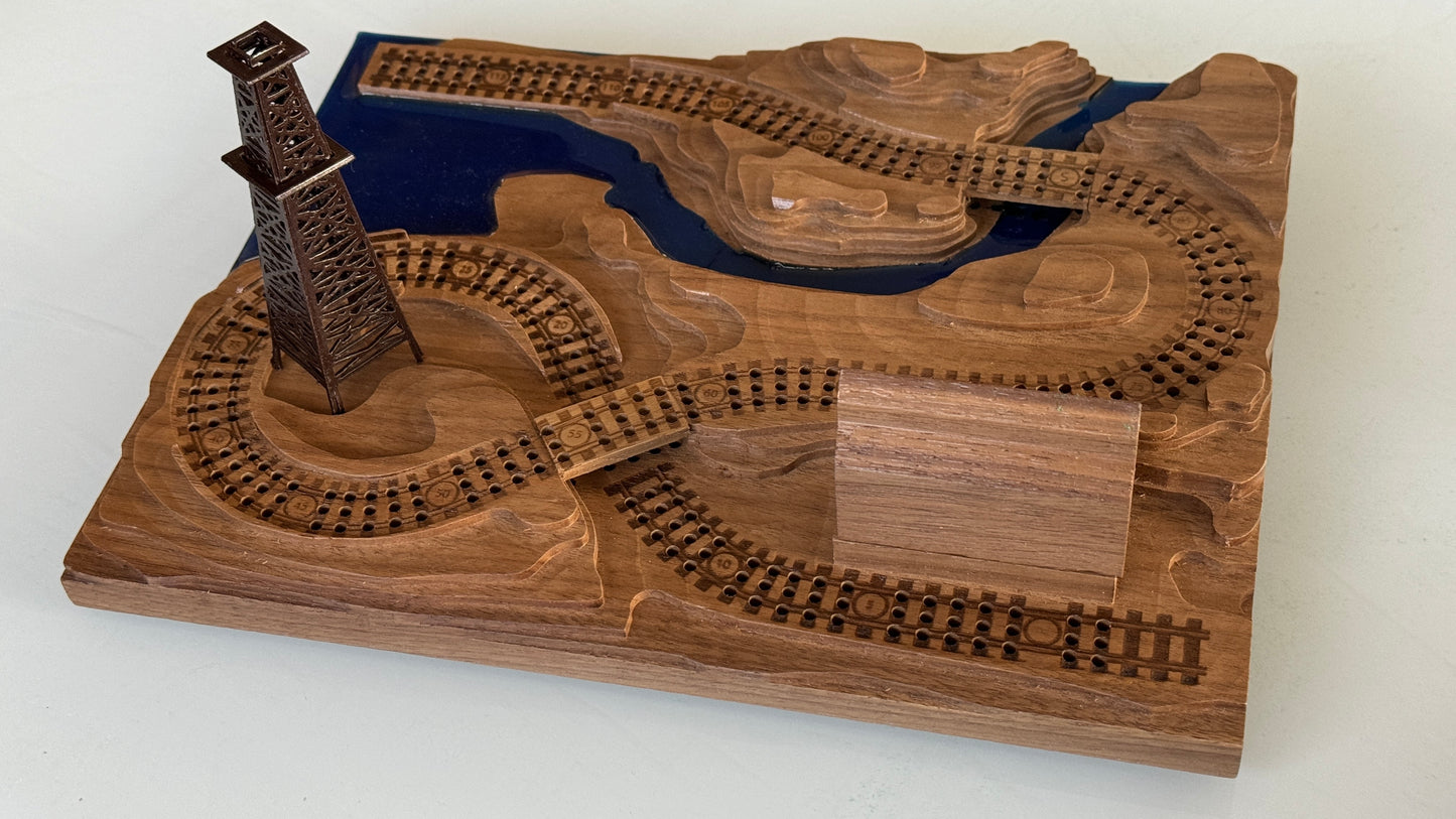 Add an Oil Derrick to a Railroad Cribbage Board