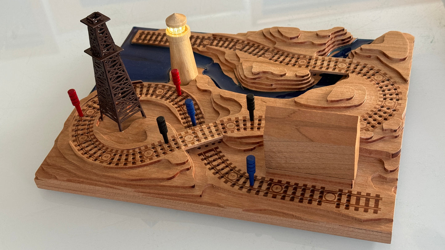 Add an Oil Derrick to a Railroad Cribbage Board