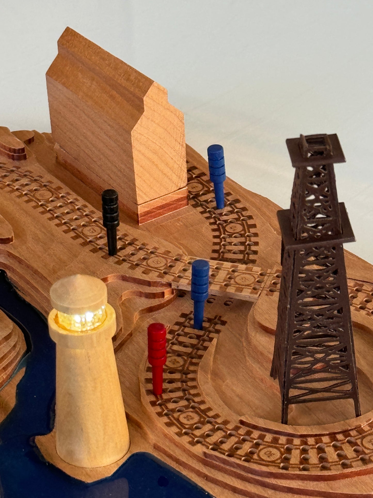 Add an Oil Derrick to a Railroad Cribbage Board